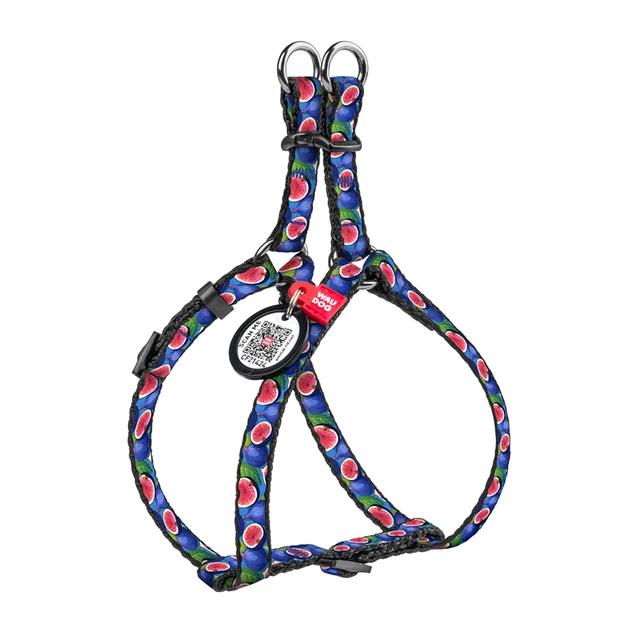 Шлея для котів і дрібних собак WAUDOG Nylon Інжир XS, нейлон 10 мм, A=B 28–40 см, пластиковий фастекс, з QR-паспортом 319-4053