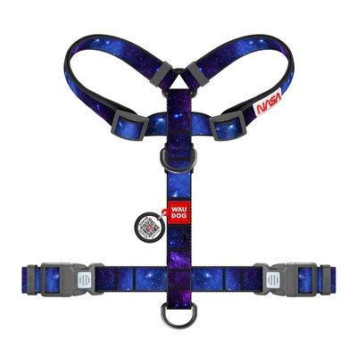 Шлея для собак анатомічна Н-подібна WAUDOG Nylon з QR-паспортом, малюнок "NASA21", пластиковий фастекс, L, Ш 25 мм, A 51-85 см, B 61-85 см