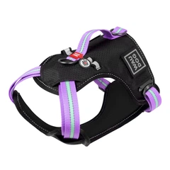 Collar Шлея для собак безпечна WAUDOG Nylon з QR паспортом, металічна пряжка-фастекс, M, Ш 20 мм, А 45-70 см, В 60-80 см фіолетовий