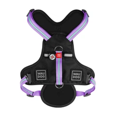 Collar Шлея для собак безпечна WAUDOG Nylon з QR паспортом, металічна пряжка-фастекс, M, Ш 20 мм, А 45-70 см, В 60-80 см фіолетовий