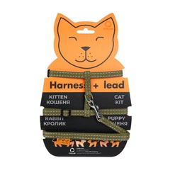 Collar Шлея Dog Extreme з нейлону для котів з повідцем, хакі (428531)