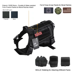 Шлея-жилет OneTigris Fire Watcher Dog Harness для собак Чорний L