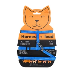 Collar Шлея Dog Extreme з нейлону для котів з повідцем, блакитна (42852)