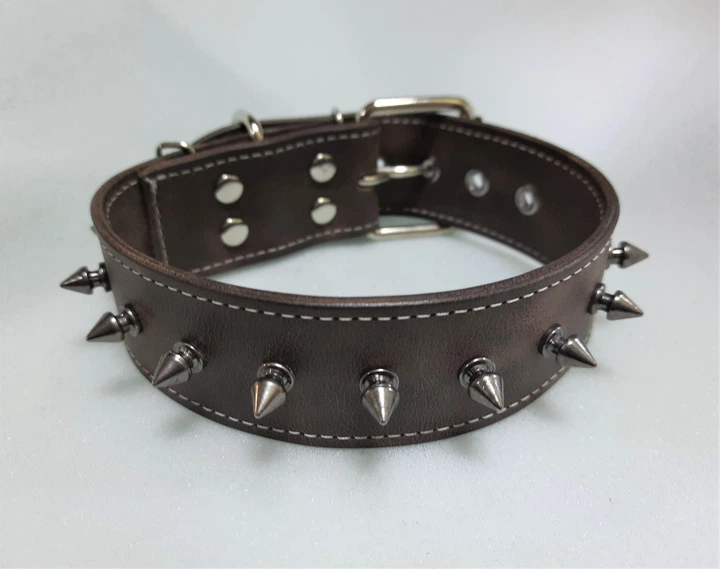 Шкіряний нашийник з невеликими шипами Lockdog L(45-55 см) 000240027
