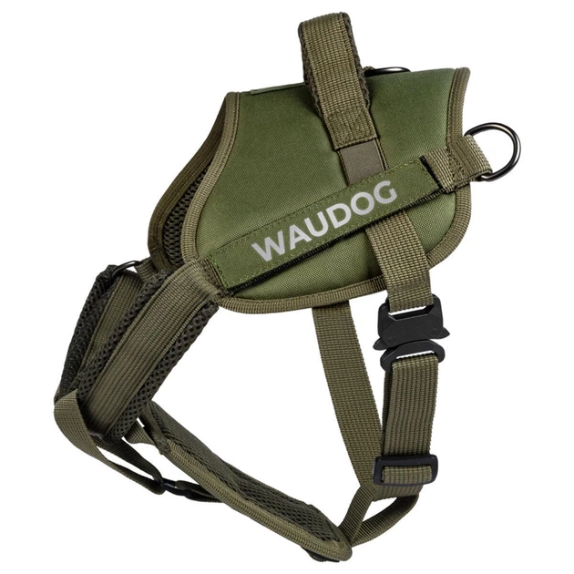 Шлея для службових собак Waudog PRO-2 світловідбивна/металевий фастекс XS 35-45 см Хакі (688031 Col)