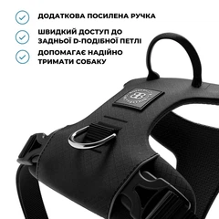 Шлея для собак з нагрудним кільцем та ручкою BullyBillows Lightweight Air Mesh Harness M: ОШ 32-47 см, ОГ 56-69 см Чорний