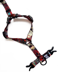 Без бренда Шлея для собак анатомічна Н-подібна BAT&RO ,нейлон XS, Ш 16 мм, Шия 23-34, Груди 34-44 Rockstar череп квіти (01129)