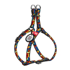 Collar Шлея для котів та дрібних порід собак WAUDOG Nylon з QR паспортом, малюнок "Блоки", пластиковий фастекс, XS, Ш 10 мм, B=C 28-40 см
