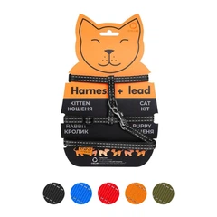 DOGextreme Шлея з повідцем Dog Extreme з нейлону для котів 10 мм х 110 см Чорний (42851 Col)