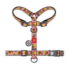 Шлея анатомічна з QR адресником WAUDOG Nylon малюнок "Авокадо" M (4823089376776)