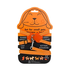 Collar Шлея Dog Extreme з нейлону регульована з повідцем для котів, кроликів і морських свинок, помаранчева (06964)