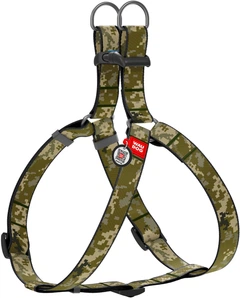 Шлея для собак WAUDOG Nylon з QR-паспортом M малюнок "Мілітарі" (331-4026Collar)