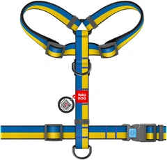 Шлея для собак Collar WAUDOG Nylon анатомічний з QR паспортом, малюнок "Colors of freedom" L (5160-4020Collar)