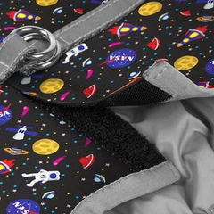 Шлея для собак м'яка WAUDOG Clothes з QR паспортом, малюнок "NASA", S2, В 46-50 см, С 43-45 см