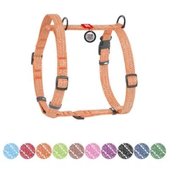 Collar Шлея S 35-50 см анатомічна Н-подібна WAUDOG Re-cotton з QR паспортом коричнева для собак