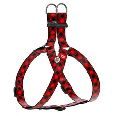 Шлейка для собак нейлонова Waudog Collar Nylon з QR паспортом розмір М малюнок Шотландка Червона
