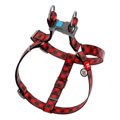 Шлейка для собак нейлонова Waudog Collar Nylon з QR паспортом розмір М малюнок Шотландка Червона
