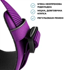Шлея для собак з нагрудним кільцем та ручкою BullyBillows Lightweight Air Mesh Harness XS: ОШ 25-33 см, ОГ 33-43 см Фіолетовий