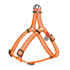 Шлея для собак водостійка WAUDOG Waterproof, з QR-паспортом, світловідбиваюча, металева пряжка-фастекс, S, Ш 15 мм, Д 40-55 см помаранчевий