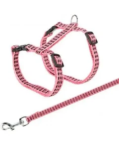 Без бренда Шлейка для котів TRIXIE One Size з відбивачем + повідець One Size рожева – 1.3 м
