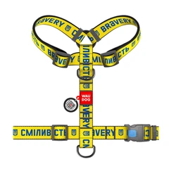 Collar Шлея для собак анатомічна Н-подібна WAUDOG Nylon з QR-паспортом, малюнок "Сміливість", пластиковий фастекс, XL, Ш 35 мм, А 55-95