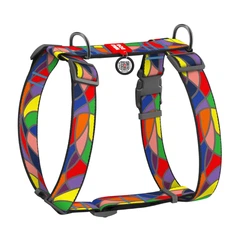 Collar Шлея для собак анатомічна Н-подібна WAUDOG Nylon з QR-паспортом, малюнок "Вітраж", пластиковий фастекс, XL, Ш 35 мм, А 55-95 см, В