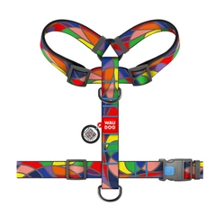 Collar Шлея для собак анатомічна Н-подібна WAUDOG Nylon з QR-паспортом, малюнок "Вітраж", пластиковий фастекс, XL, Ш 35 мм, А 55-95 см, В