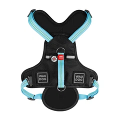 Collar Шлея для собак безпечна WAUDOG Nylon з QR паспортом, металічна пряжка-фастекс, L, Ш 25 мм, А 55-85 см, В 65-85 см блакитний