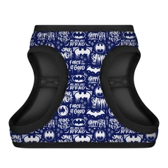 Collar Шлея для собак м'яка WAUDOG Clothes з QR паспортом, малюнок "Бетмен біло-блакитний", XS1, В 24-27 см, С 18-20 см