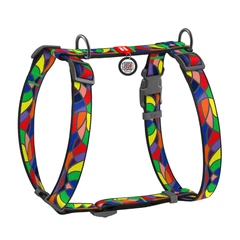 Collar Шлея для собак анатомічна Н-подібна WAUDOG Nylon з QR-паспортом, малюнок "Вітраж", пластиковий фастекс,L, Ш 25 мм, А 50-90, В