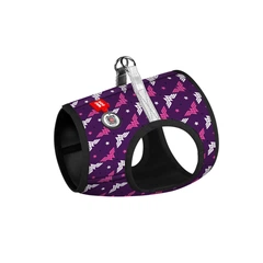 Collar Шлея для собак м'яка WAUDOG Clothes з QR паспортом, малюнок "Диво-жінка фіолет", XS1, В 24-27 см, С 18-20 см