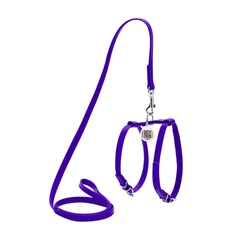 Collar Шлея з повідцем для собак шкіряна WAUDOG Glamour з QR паспортом, Ш 9 мм, А 20-30 см, В 30-40 см фіолетовий