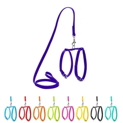 Collar Шлея з повідцем для собак шкіряна WAUDOG Glamour з QR паспортом, Ш 9 мм, А 20-30 см, В 30-40 см фіолетовий