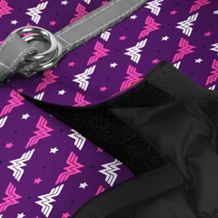 Collar Шлея для собак м'яка WAUDOG Clothes з QR паспортом, малюнок "Диво-жінка фіолет", XS3, В 32-35 см, С 22-24 см