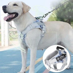 Derby Нагрудна шлейка для собак Reflective safety chest harness for pet dogs L Сіро-жовта