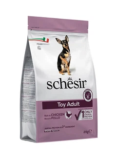 Сухий монопротеїновий корм Schesir Dog Toy Adult для дорослих собак мініатюрних порід, з куркою, 2 кг