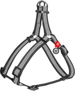 Шлея для собак Collar водостійка WAUDOG Waterproof з QR-паспортом, світловідбивна, металева пряжка-фастекс, XS, Ш 15 мм, Дов 30-39 см Сіра (262111Collar)