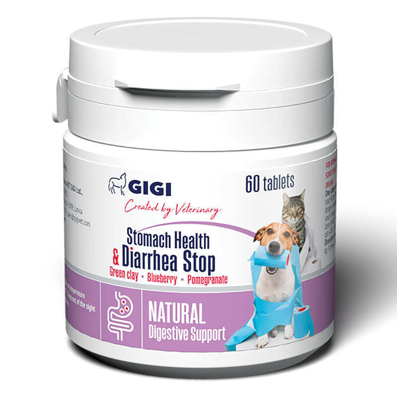 Gigi (Гиги) Stomach Health &amp;amp; Diarrhea Stop - Витаминно-минеральный комплекс для нормализации функции пищеварительной системы у собак и котов (60 таб.)