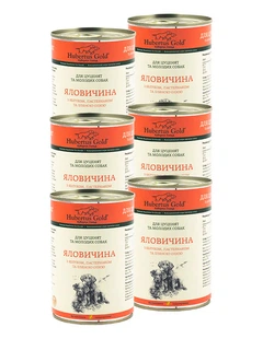 Упаковка вологого корму для цуценят Hubertus Gold з яловичиною 400 г 6шт