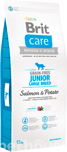 Brit Care GF Junior Large Breed Salmon and Potato - Сухий беззерновий корм з лососем для молодих собак великих порід