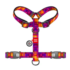 Шлея для собак анатомічна Н-подібна WAUDOG Nylon з QR-паспортом, малюнок "Куби 3Д", пластиковий фастекс, XL, Ш 35 мм, A 60-100 см, B 70-100 см