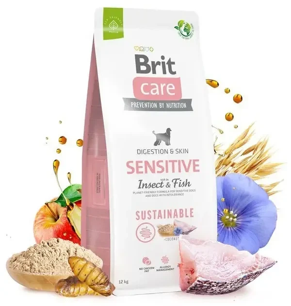 Brit Care Dog Sustainable Sensitive для собак з чутливим травленням з рибою та комахами 12 кг
