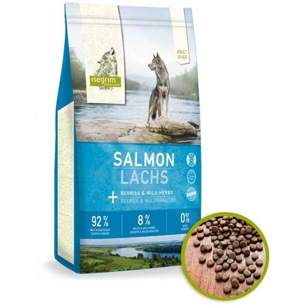 Сухий беззерновий корм Isegrim для дорослих собак з лососем 12 кг