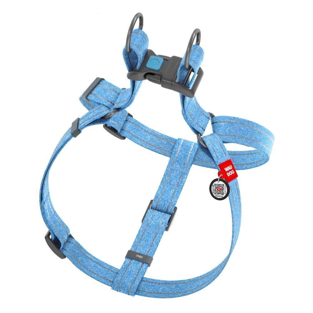 Шлея для собак COLLAR WOUDOG Світловідбиваюча M - блакитний