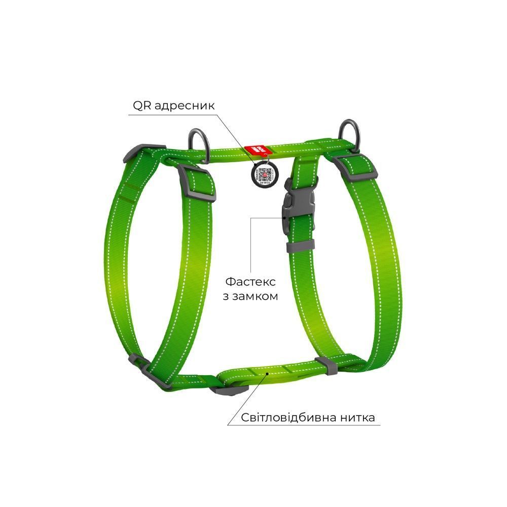Шлея для собак Collar Nylon Mono Н-подібна М - салатовий