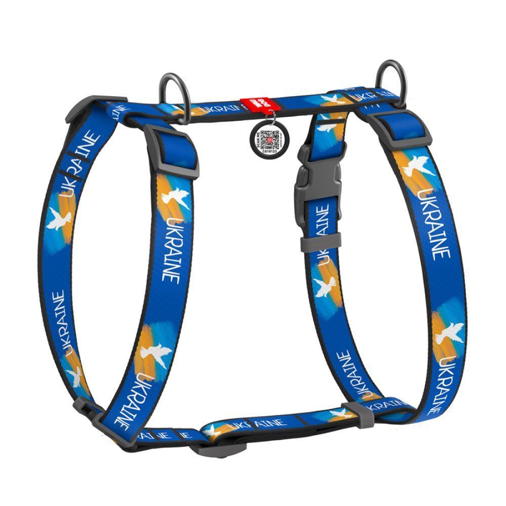 Collar Шлея Н-образна WAUDOG Nylon c QR паспортом і малюнком «Прапор» S 30-40/15 мм L