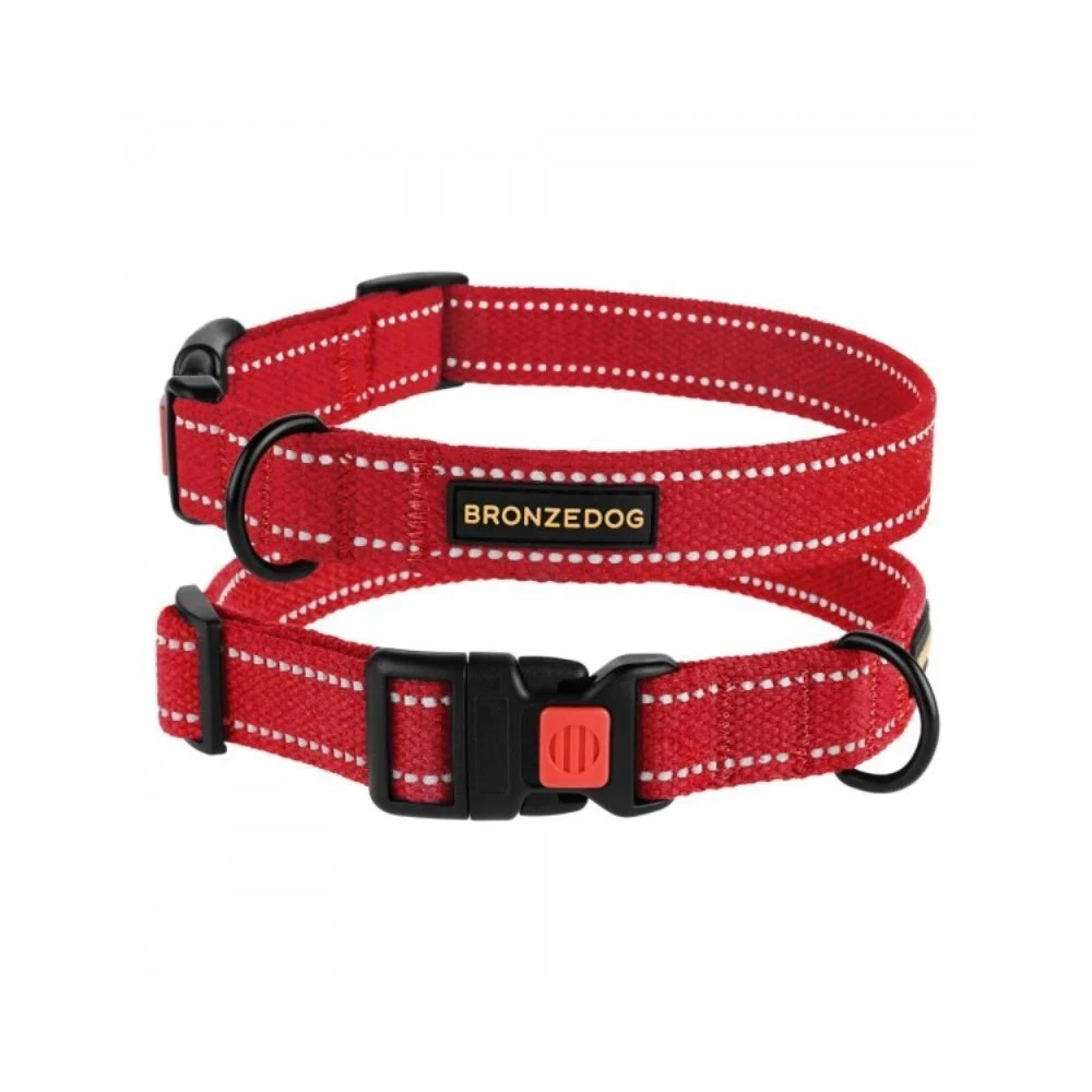 Barksi BronzeDog Cotton брезентовий нашийник для собак L - червоний