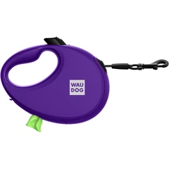 Повідець-рулетка для собак WAUDOG R-leash з контейнером для пакетів, світловідбивна стрічка, фіолетовий, розмір M, до 20 кг, 5 м (26289)