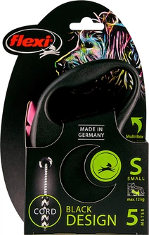 Повідець-рулетка Flexi Black Design S трос 5 м Рожевий (4000498033319)
