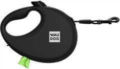 Повідець-рулетка для собак WAUDOG R-leash з контейнером для пакетів світловідбивна стрічка M до 20 кг 5 м Чорний (26281Collar)